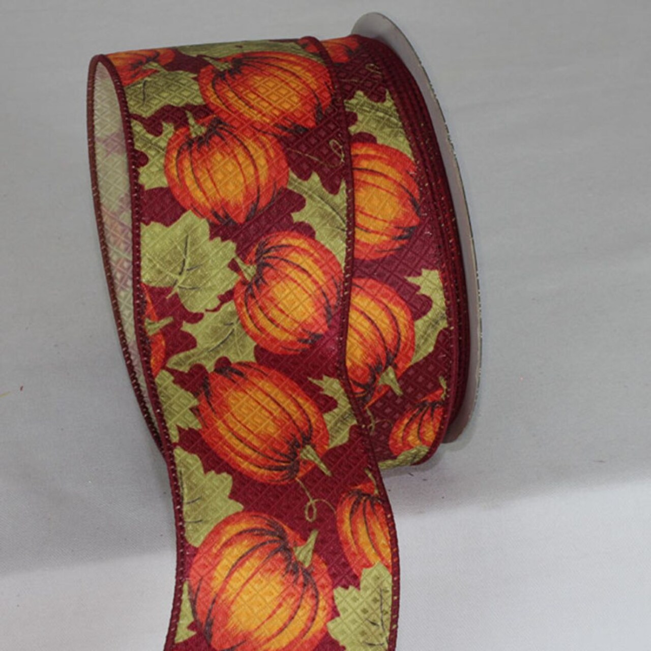 The Ribbon People Burgundy Red and Orange Pumpkins Wired Craft Thanksgiving Ribbon 2.5" x 20 Yards